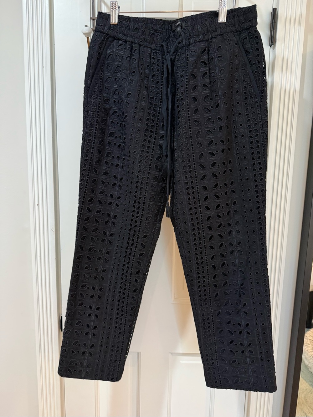J. Crew Black Eyelet Elastic Waist Pants